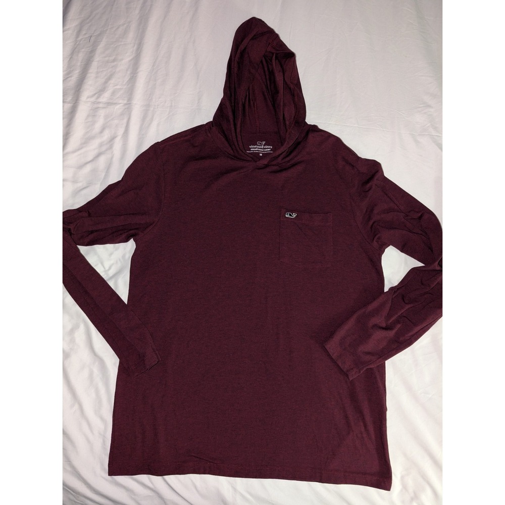 Vineyard Vines Mens Medium Maroon Long Sleeve Edgartown T-Shirt With Logo Pocket